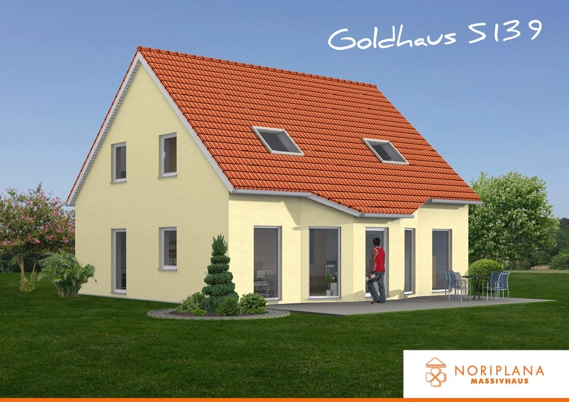Goldhaus S139: Einfamilienhaus mit Satteldach, Erker und Terrasse